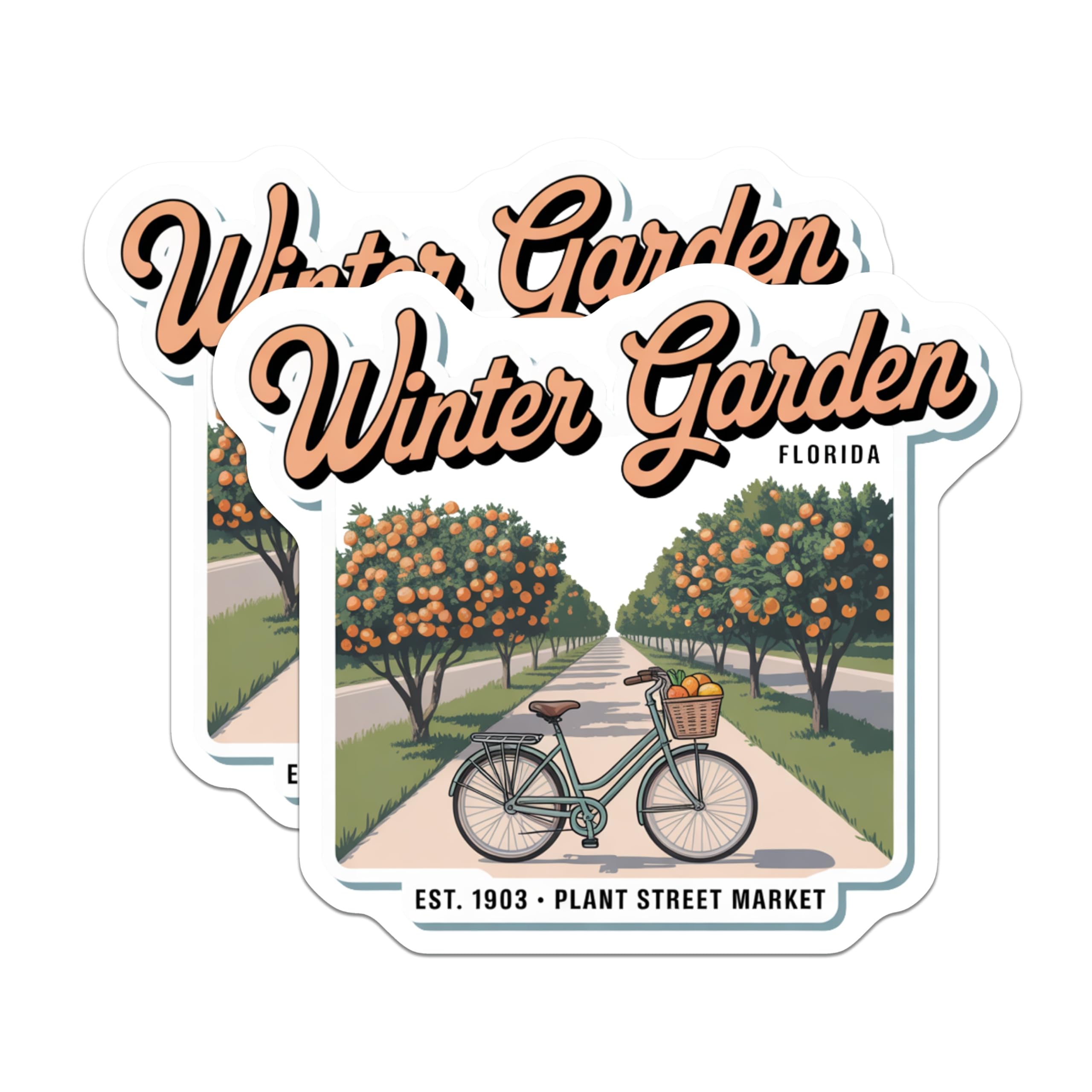 (2 Pack) Winter Garden Magnets - Florida Travel Souvenir - Plant Street Market Decor - 5" On Longest Side - Premium Magnet - for Cars, Refrigerators, Toolboxes, Lockers - Made in USA - MAG18275