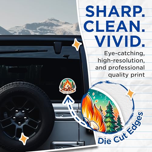 (2 Pack) Let's Get Toasted Stickers - Campfire Marshmallow - Adventure Outdoor Stickers - 5" On Longest Side - Sticks to Smooth Flat Surfaces - Made in USA - BMCS7020