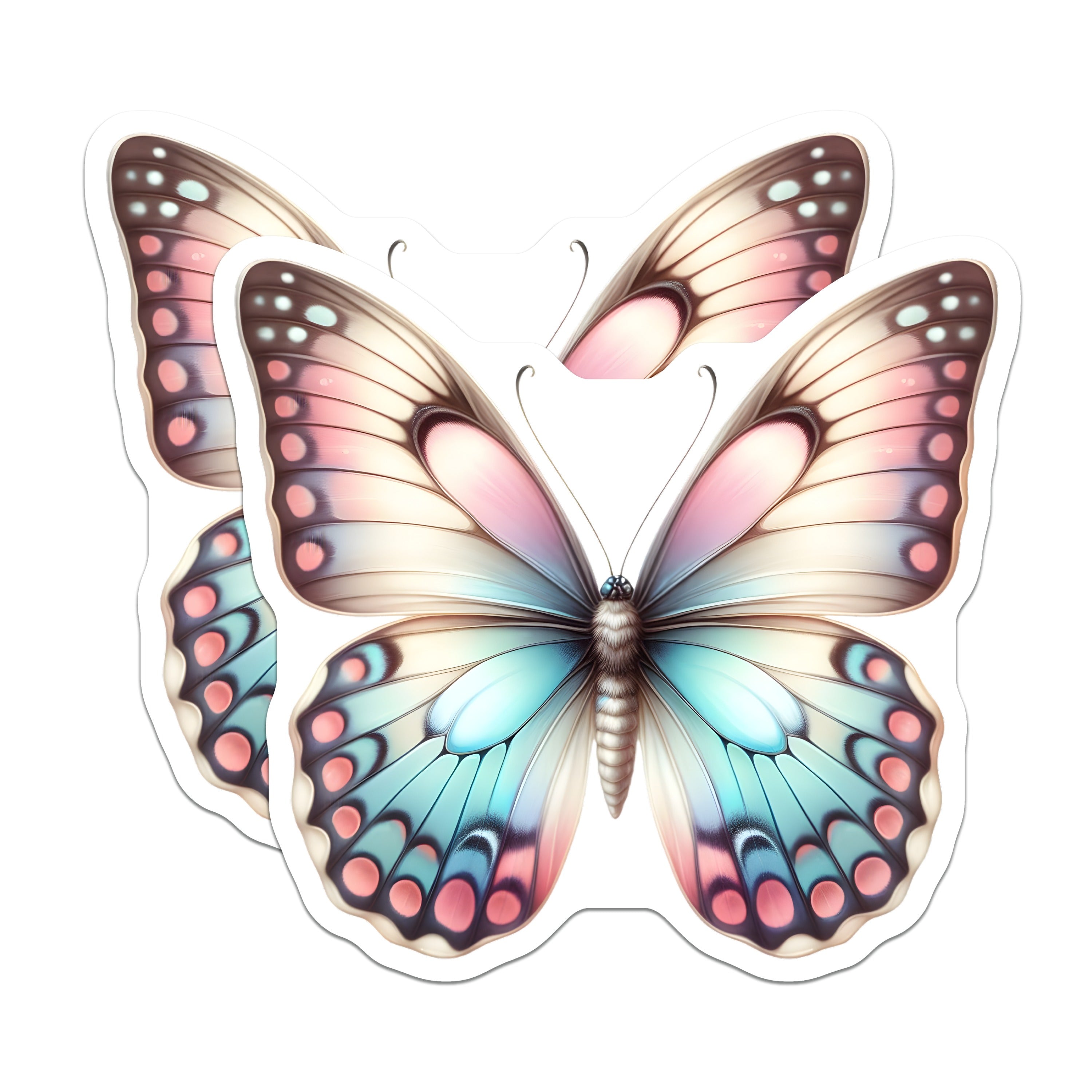 (2 Pack) Pastel Butterfly Magnets - Aesthetic Fridge Decor - Whimsical Nature Art for Home Locker - 5 Inches On Longest Side - Thick Durable Magnet - Made in USA - MAG39544