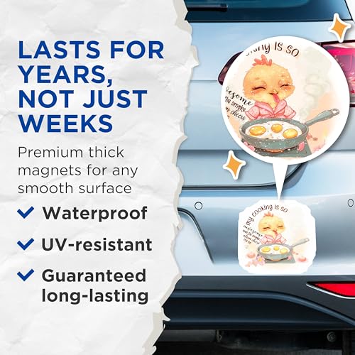 (2 Pack) Funny Cooking Magnets - Cute Kitchen - Chicken Illustration - 5" On Longest Side - for Cars, Fridges, Toolboxes - Made in USA - MAG4368