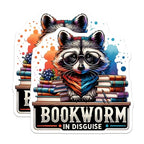 (2 Pack) Bookworm in Disguise Magnets - Cute Raccoon Design - Fun Refrigerator ation - 5" On Longest Side - for Cars, Fridges, Toolboxes - Made in USA - MAG4536
