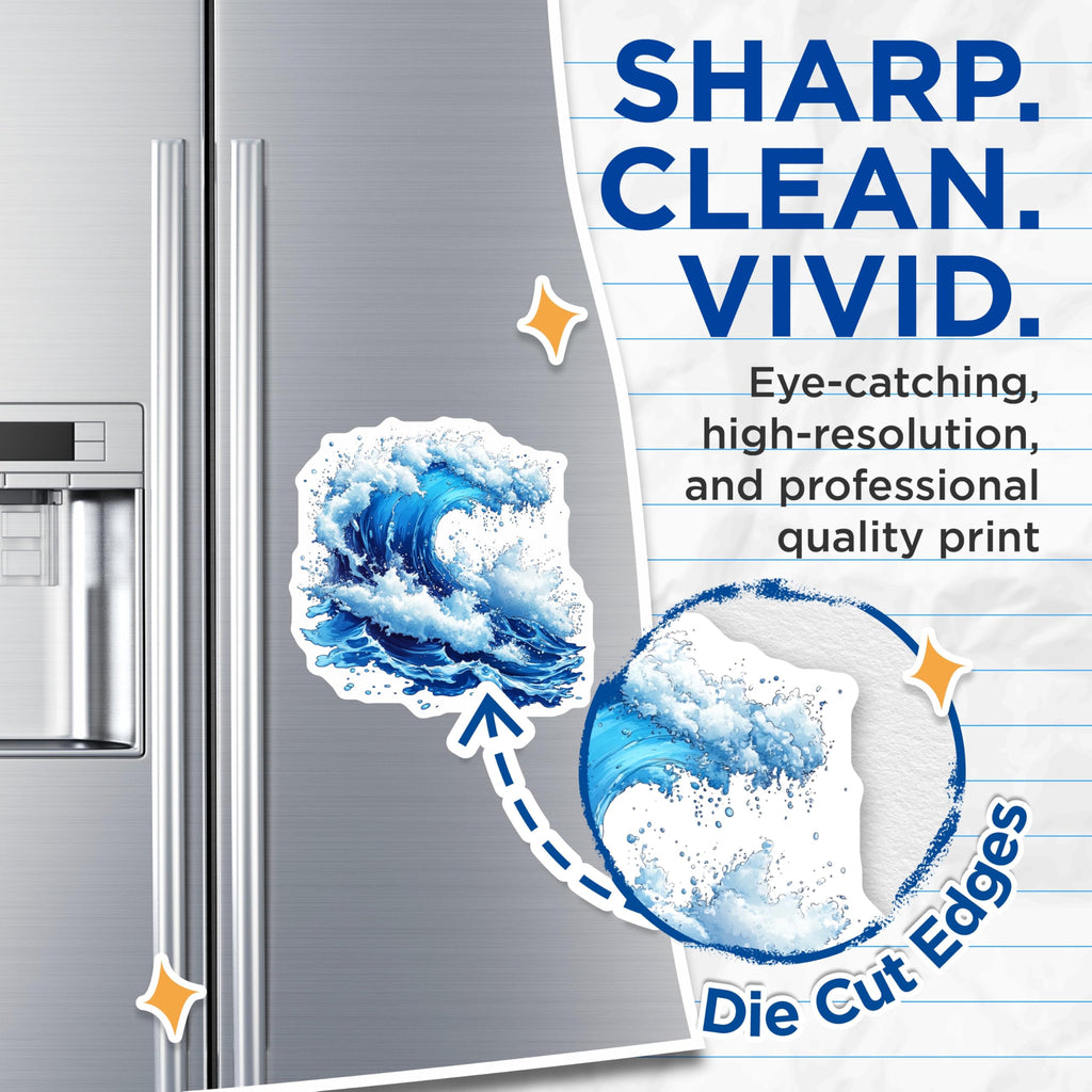 (2 Pack) Crashing Ocean Wave Magnets - Beach House Refrigerator Magnet - Sea Lover Aesthetic Decor - 5 Inches On Longest Side - Thick Durable Magnet - Made in USA - MAG25377
