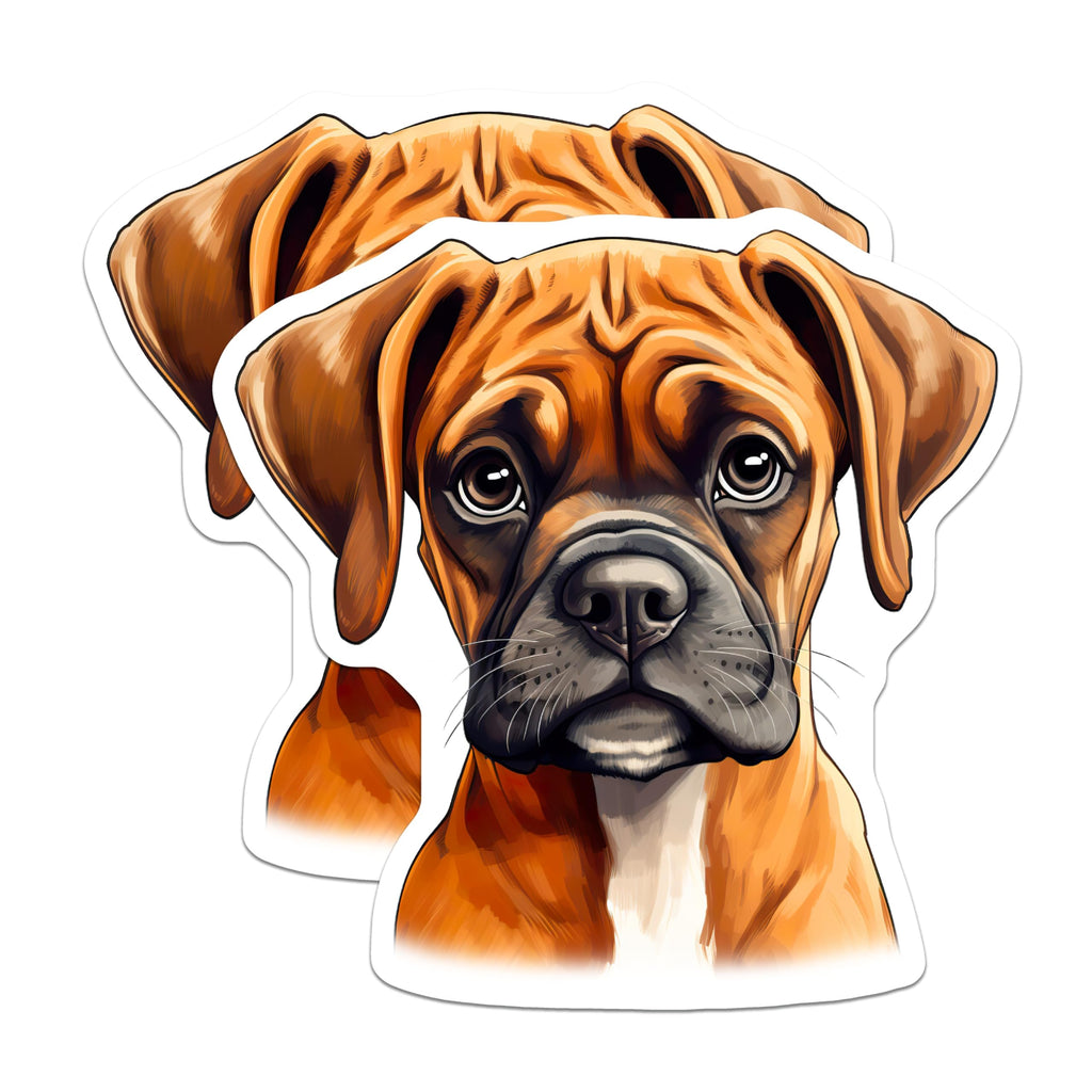 (2 Pack) Boxer Puppy Magnets - Dog Mom Dad Decor - Animal Lover Kitchen Art - 5 Inches On Longest Side - Thick Durable Magnet - Made in USA - MAG25929