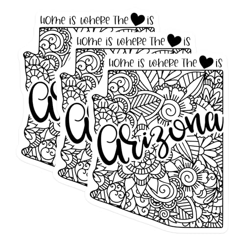 (3 Pack) Arizona Home Decals - Floral State - Laptop Decal - 3 Inches On Longest Side - Easy Peel & Apply - Made in USA - 3MCS7853