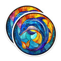 (2 Pack) Stained Glass Dolphin Magnets - Ocean Animal Decor - Vibrant Sea Life - Artistic Fridge Magnet - 5 Inches On Longest Side - Thick Durable Magnet - Made in USA - MAG29256