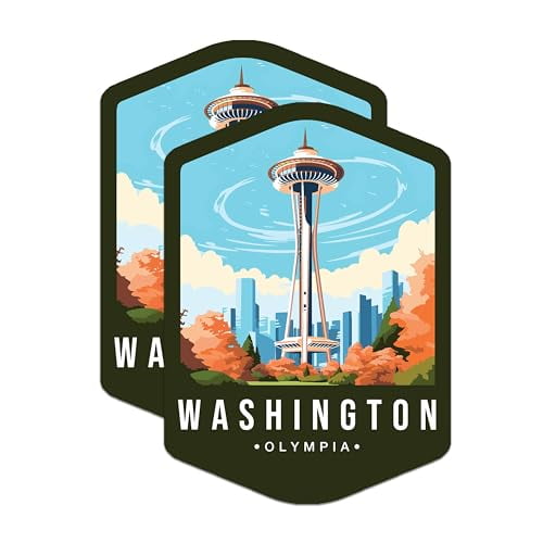 (2 Pack) Washington State and Capitol Magnets - WA State Magnet - Choose from 50 States - 5" On Longest Side - Premium Magnet - for Cars, Refrigerators, Toolboxes, Lockers - Made in USA - MAG1503