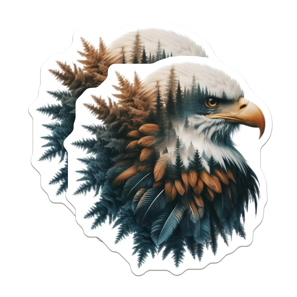 (2 Pack) Eagle Head Magnets - Forest Bald Eagle Decor - Patriotic Fridge Magnets - 5" On Longest Side - Premium Magnet - for Cars, Refrigerators, Toolboxes, Lockers - Made in USA - MAG14446