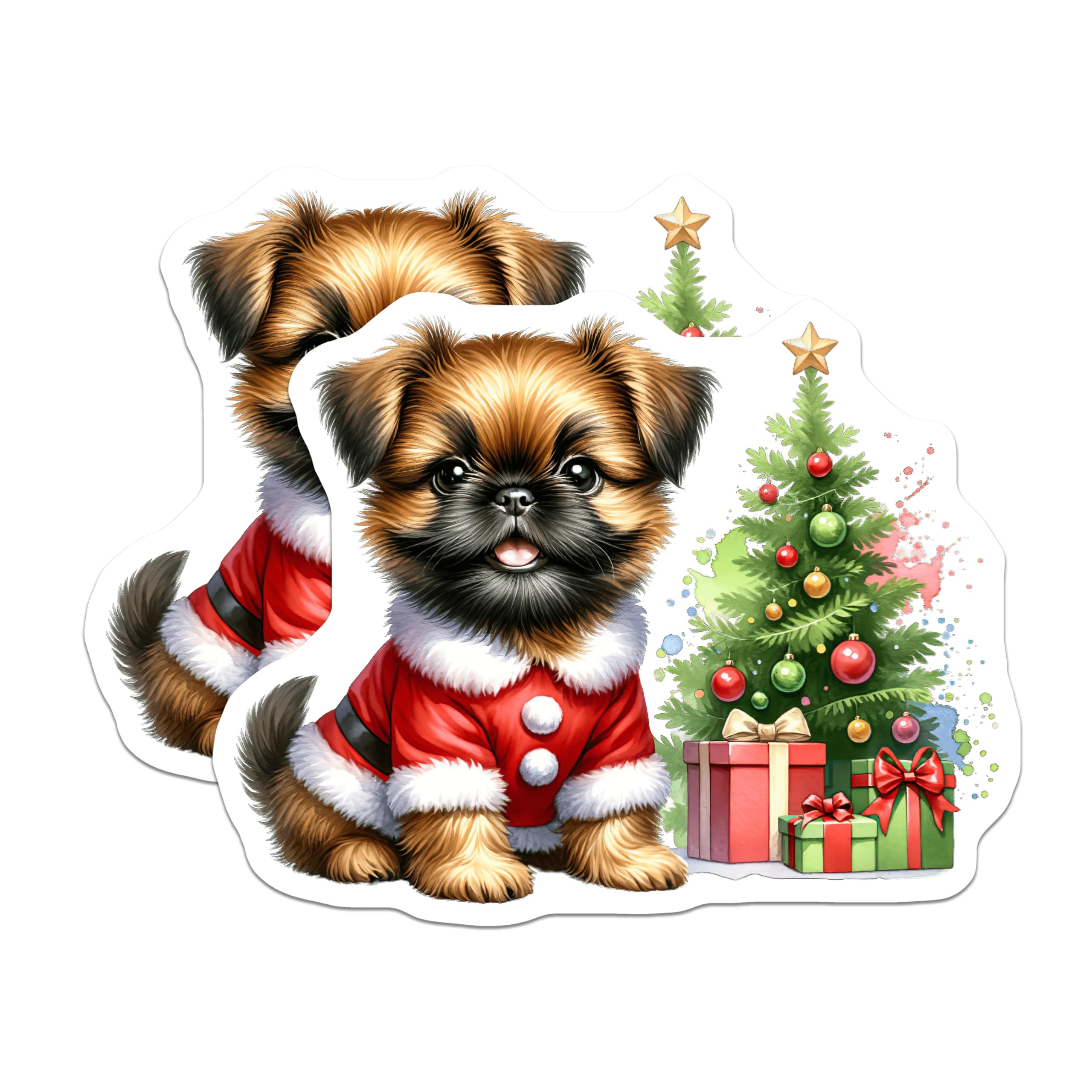 (2 Pack) Christmas Dog Magnets - Santa Puppy Pet Decor - Festive Holiday Fridge Magnets - 5 Inches On Longest Side - Thick Durable Magnet - Made in USA - MAG27753