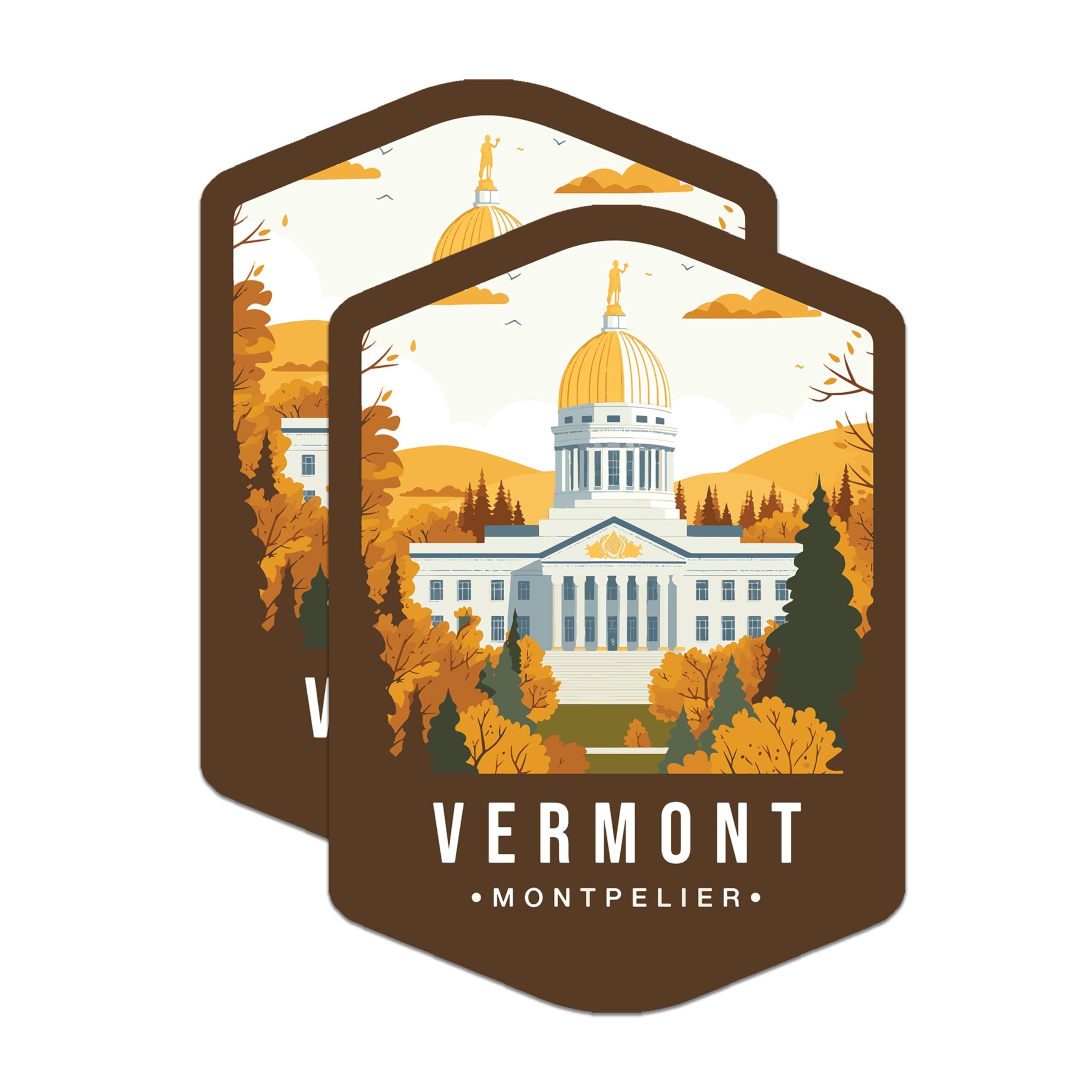 (2 Pack) Vermont State and Capitol Magnets - VT State Magnet - Choose from 50 States - 5" On Longest Side - Premium Magnet - for Cars, Refrigerators, Toolboxes, Lockers - Made in USA - MAG1501