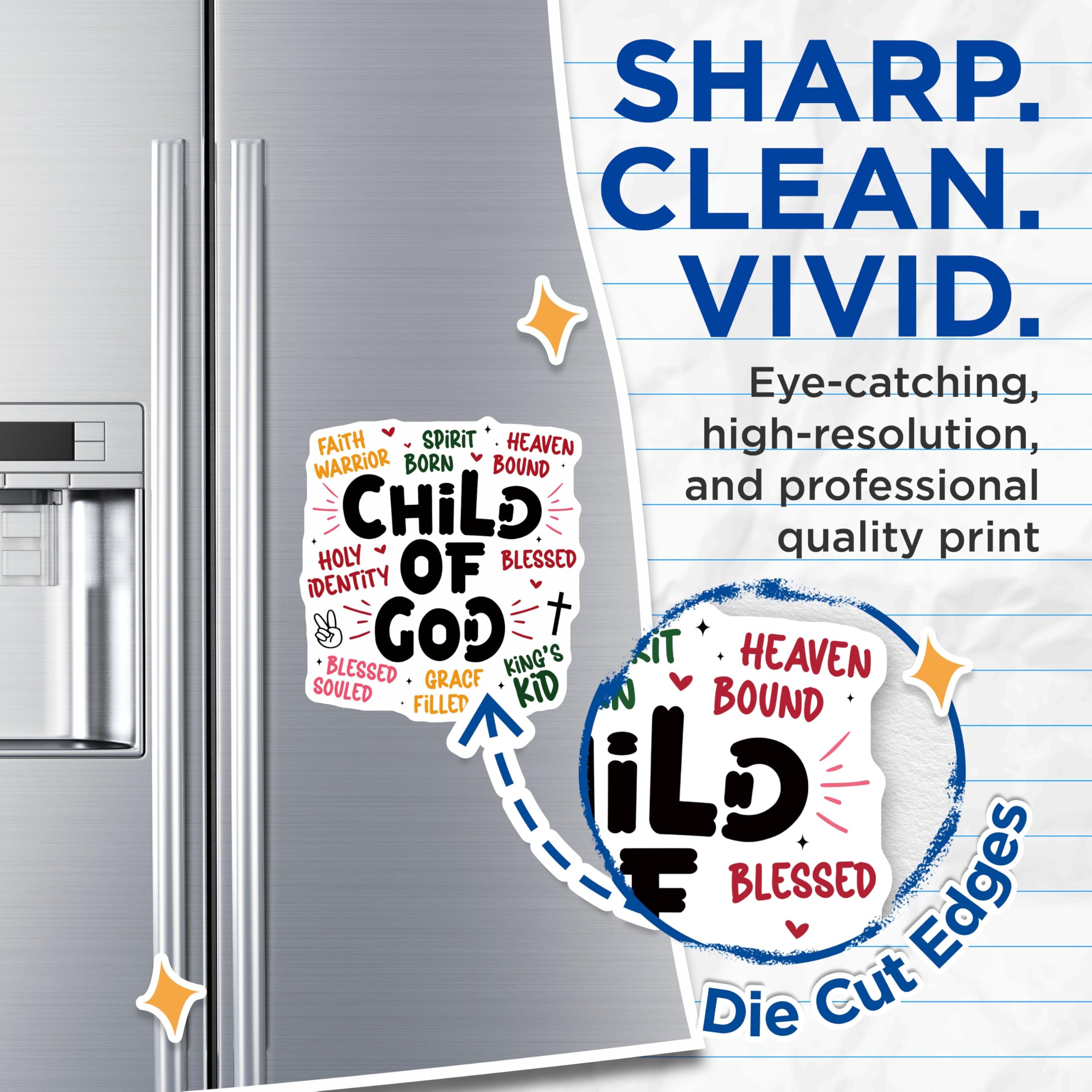 (2 Pack) Child of God Magnets - Faith Warrior Christian Affirmation - Spiritual Blessed Identity Decor - 5 Inches On Longest Side - Thick Durable Magnet - Made in USA - MAG19497