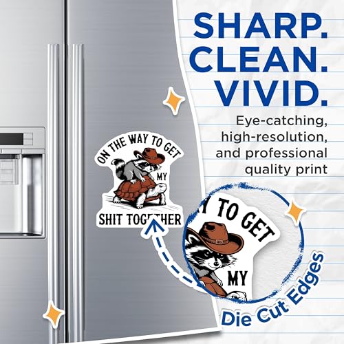 (2 Pack) On The Way to Get My Shit Together Magnets - Funny Raccoon Turtle Magnets - Hilarious Animal Magnets - 5" On Longest Side - for Cars, Fridges, Toolboxes - Made in USA - MAG6693