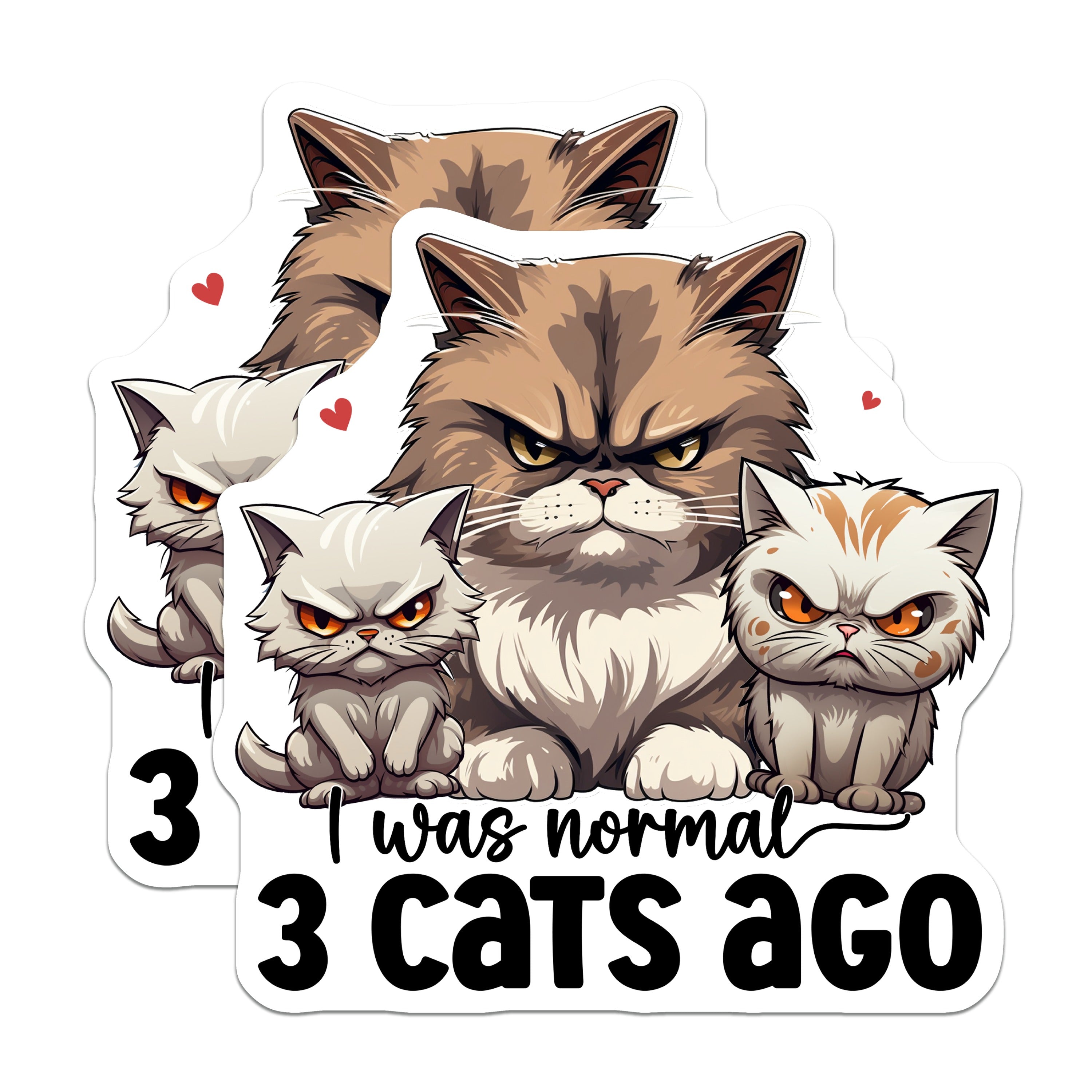 (2 Pack) Funny Cat Magnets - Grumpy Cat Lover Fridge Art - Multi Cat Mom Humor Decor - 5 Inches On Longest Side - Thick Durable Magnet - Made in USA - MAG36605