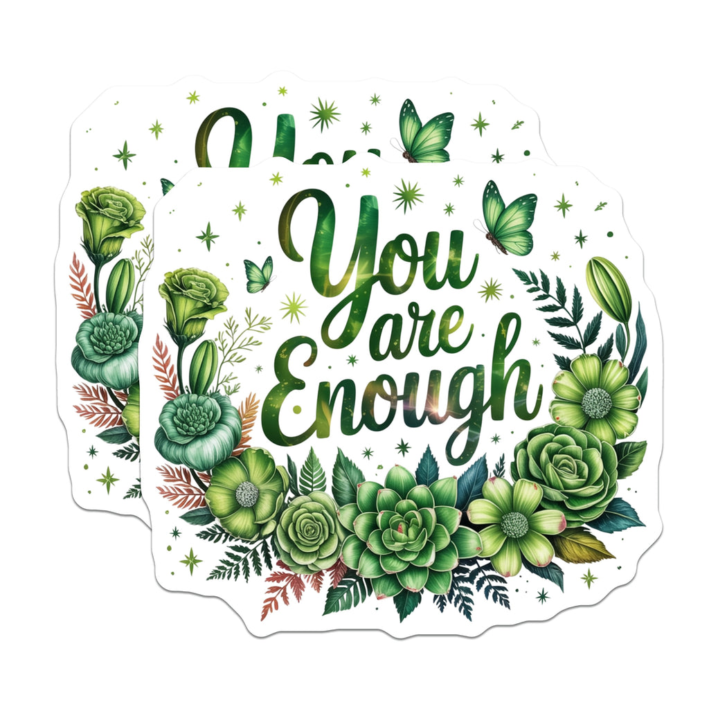 (2 Pack) You are Enough Magnets - Self Love Affirmation - Botanical Mental Wellness - 5 Inches On Longest Side - Thick Durable Magnet - Made in USA - MAG36178