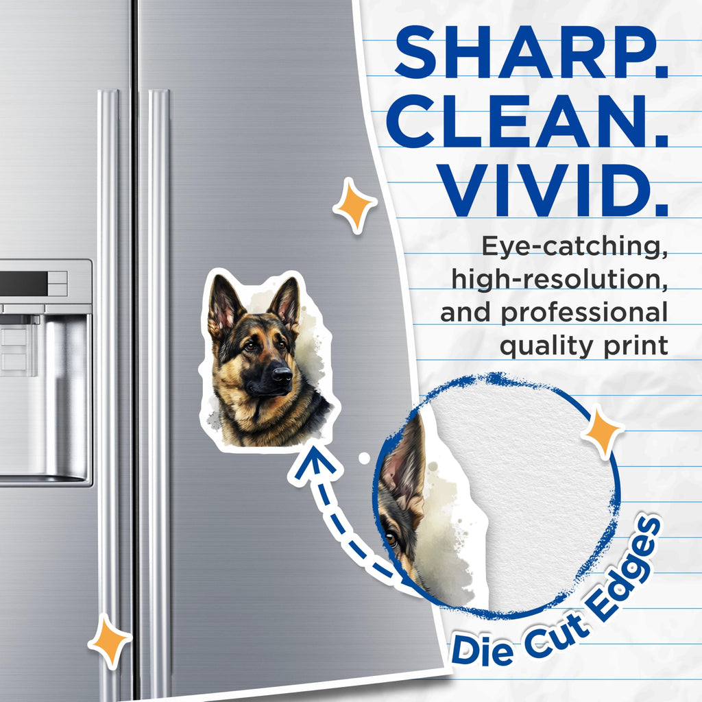 (2 Pack) German Shepherd Magnets - Dog Breed Decor - Pet Lover Accessories - 5" On Longest Side - Premium Magnet - for Cars, Refrigerators, Toolboxes, Lockers - Made in USA - MAG14832
