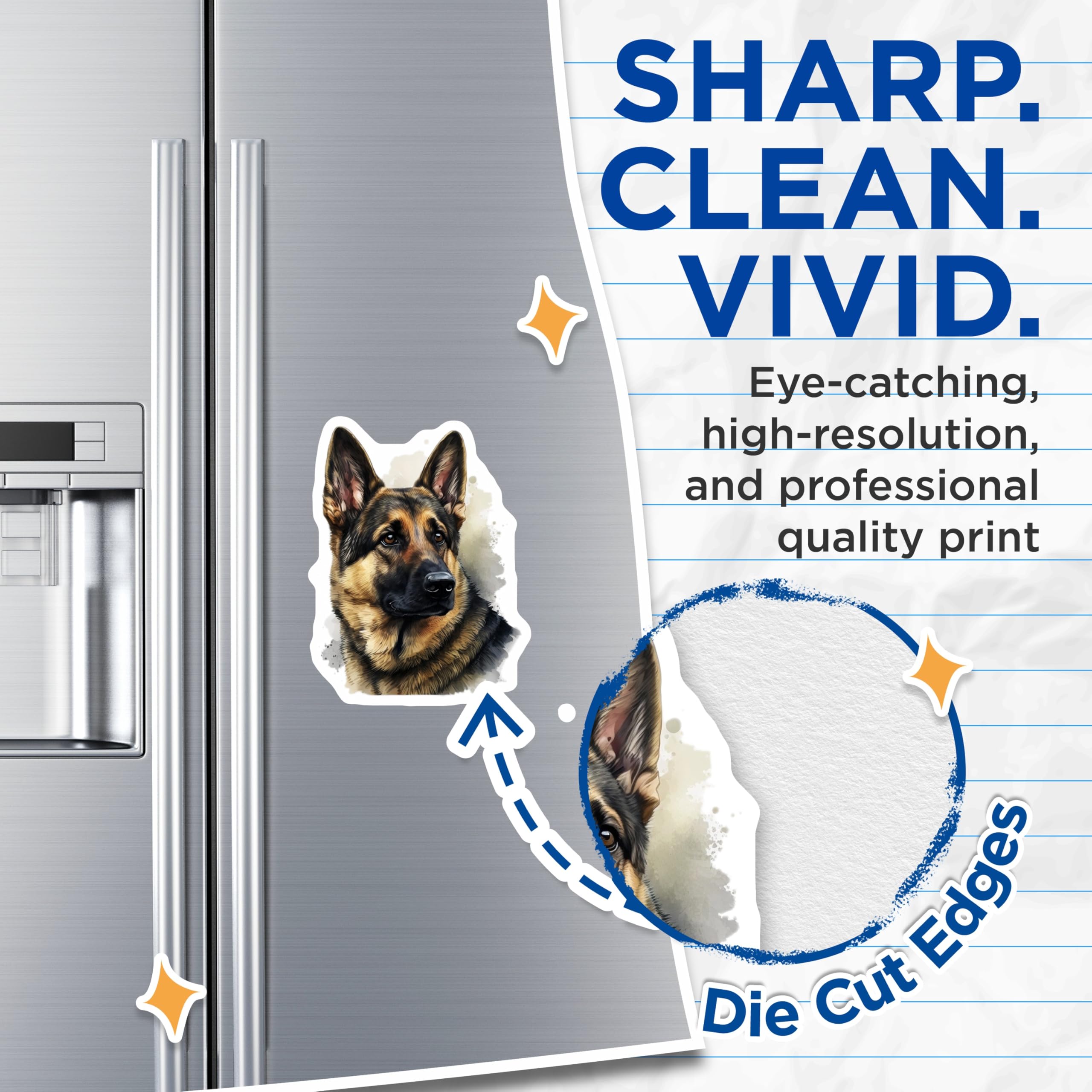 (2 Pack) German Shepherd Magnets - Dog Breed Decor - Pet Lover Accessories - 5" On Longest Side - Premium Magnet - for Cars, Refrigerators, Toolboxes, Lockers - Made in USA - MAG14832