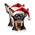 (2 Pack) Doberman Christmas Dog Magnets - Santa Hat Pet Decor - Holiday Animal Lover Items - 5 Inches On Longest Side - Thick Durable Magnet - Made in USA - MAG27089