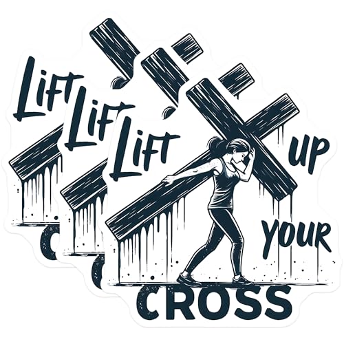 (3 Pack) Lift Up Your Cross Decals - Christian Decals - Religious Stickers - 3 Inches On Longest Side - Easy Peel & Apply - Made in USA - 3MCS8411