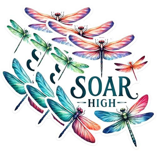 (3 Pack) Dragonfly Soar High Decals - Colorful Insect Stickers - Laptop Decal - 3 Inches On Longest Side - Easy Peel & Apply - Made in USA - 3MCS1519