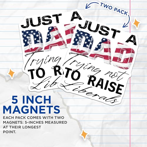 (2 Pack) Dad Patriotic Magnets Magnets - Fatherhood Humor - Dad Jokes - 5" On Longest Side - Made in USA - Sticks to Refrigerators & Metal Surfaces - MAG8934