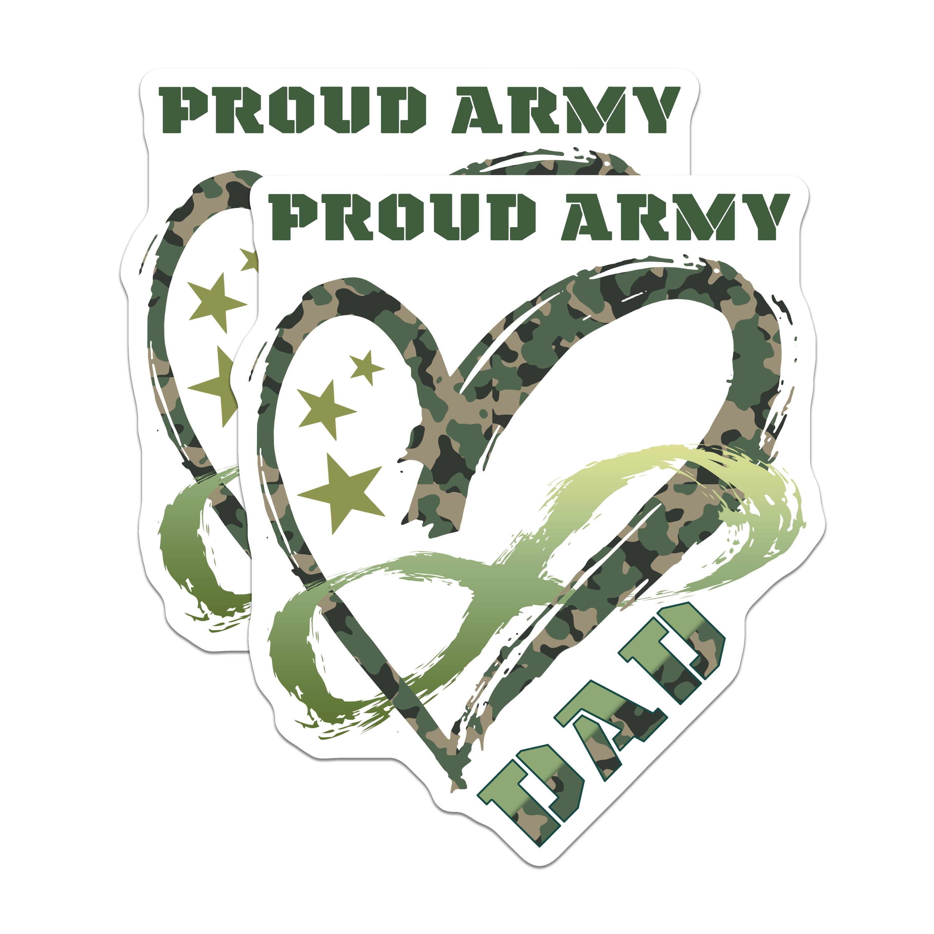 (2 Pack) Proud Army Dad Magnets - Military Father Appreciation - Veteran Family Decor - Camouflage Style - 5 Inches On Longest Side - Thick Durable Magnet - Made in USA - MAG38228