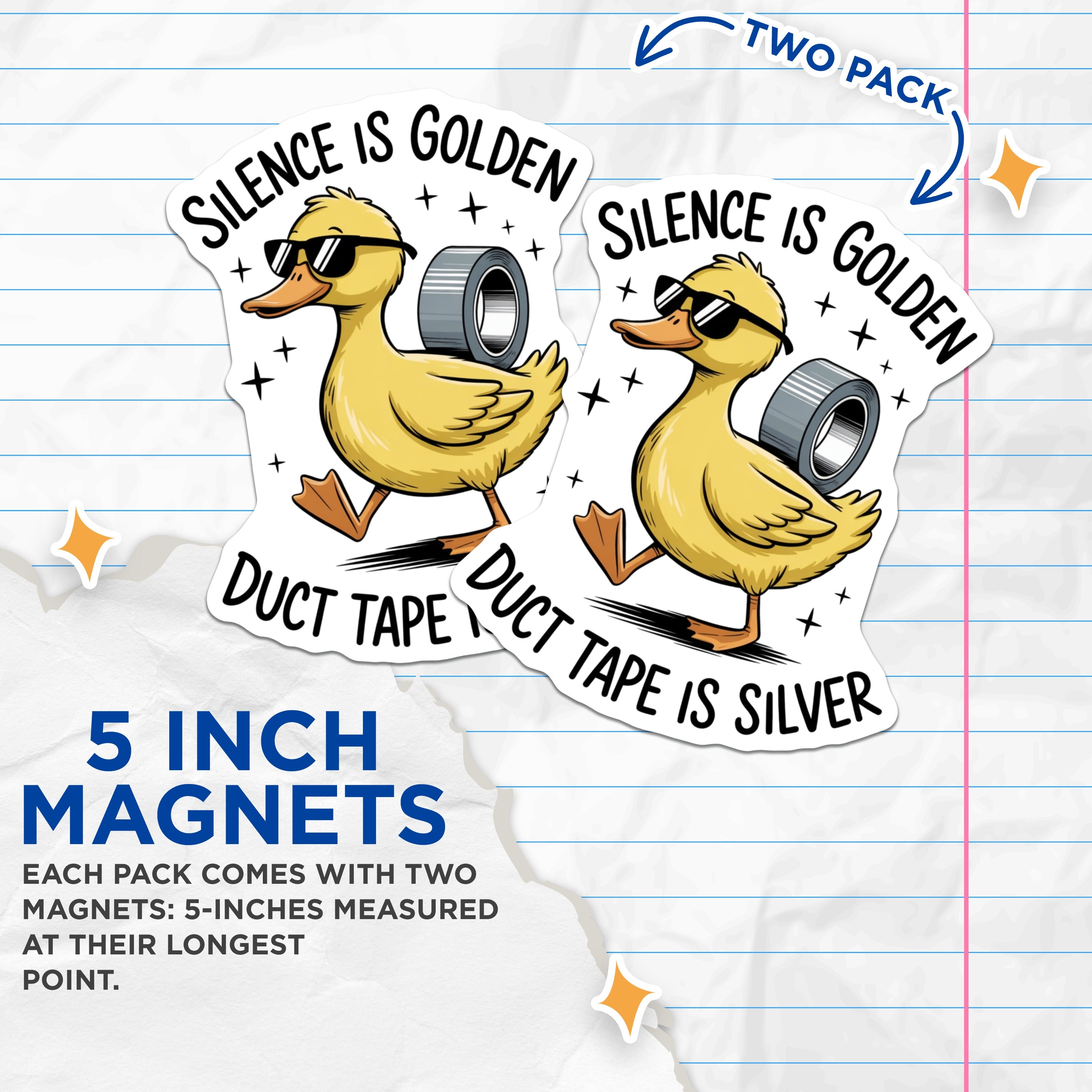 (2 Pack) Funny Duck Magnets - Sarcastic Quote Refrigerator Magnet - Witty Office Humor Decor - 5 Inches On Longest Side - Thick Durable Magnet - Made in USA - MAG36696