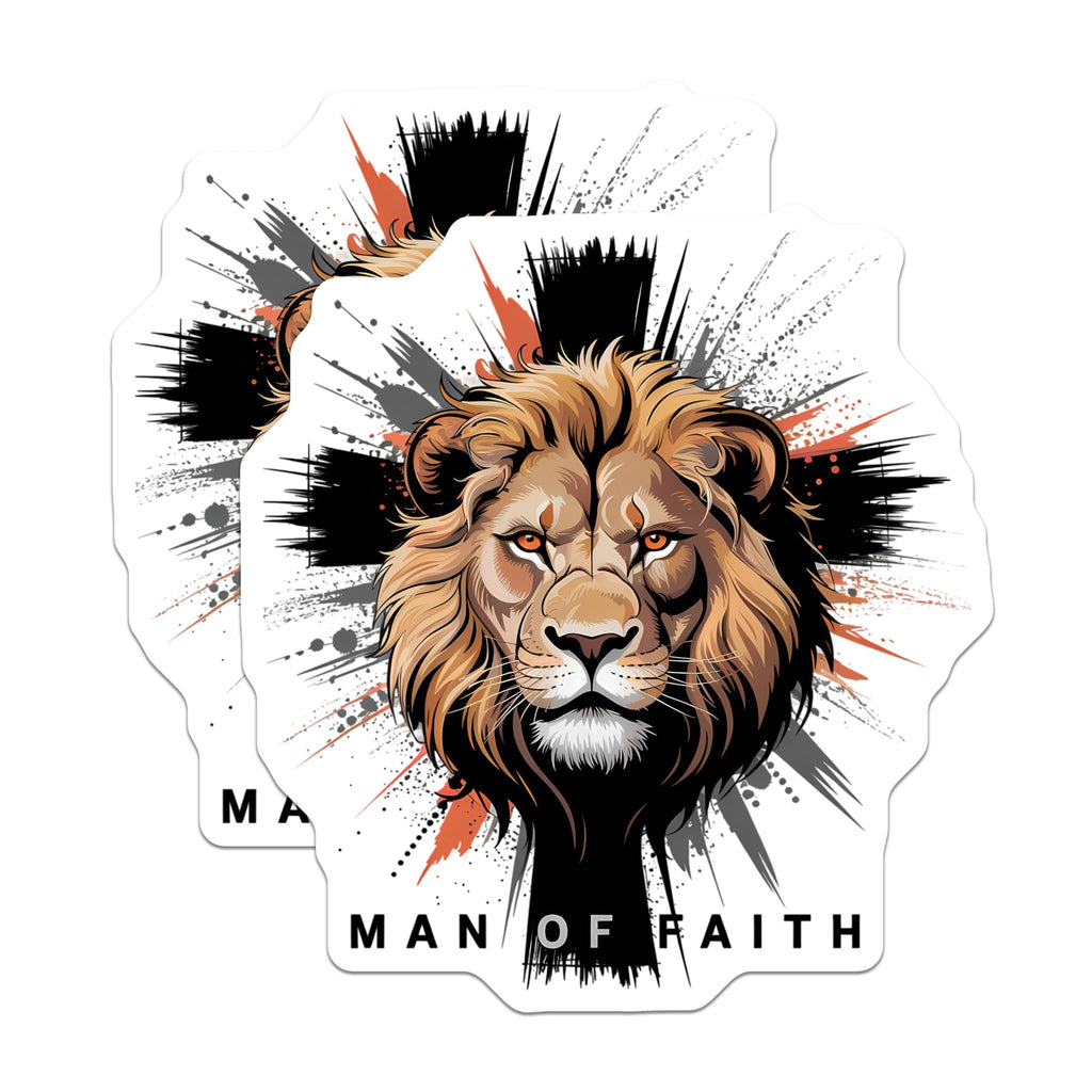 (2 Pack) Courageous Lion of Faith Magnets - Christian Cross Spiritual Decor - Inspirational Statement for Men of God - 5 Inches On Longest Side - Thick Durable Magnet - Made in USA - MAG20956