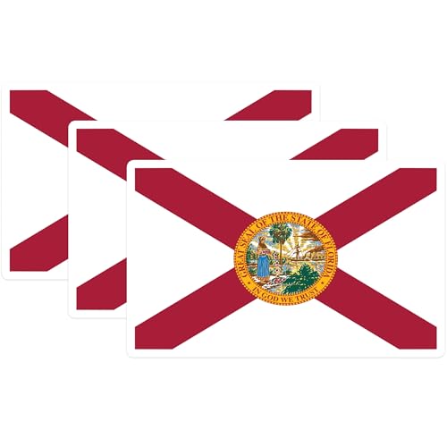 (3 Pack) Florida Flag Decals - State Pride - Laptop Car Stickers - 3 Inches On Longest Side - Easy Peel & Apply - Made in USA - 3MCS0181