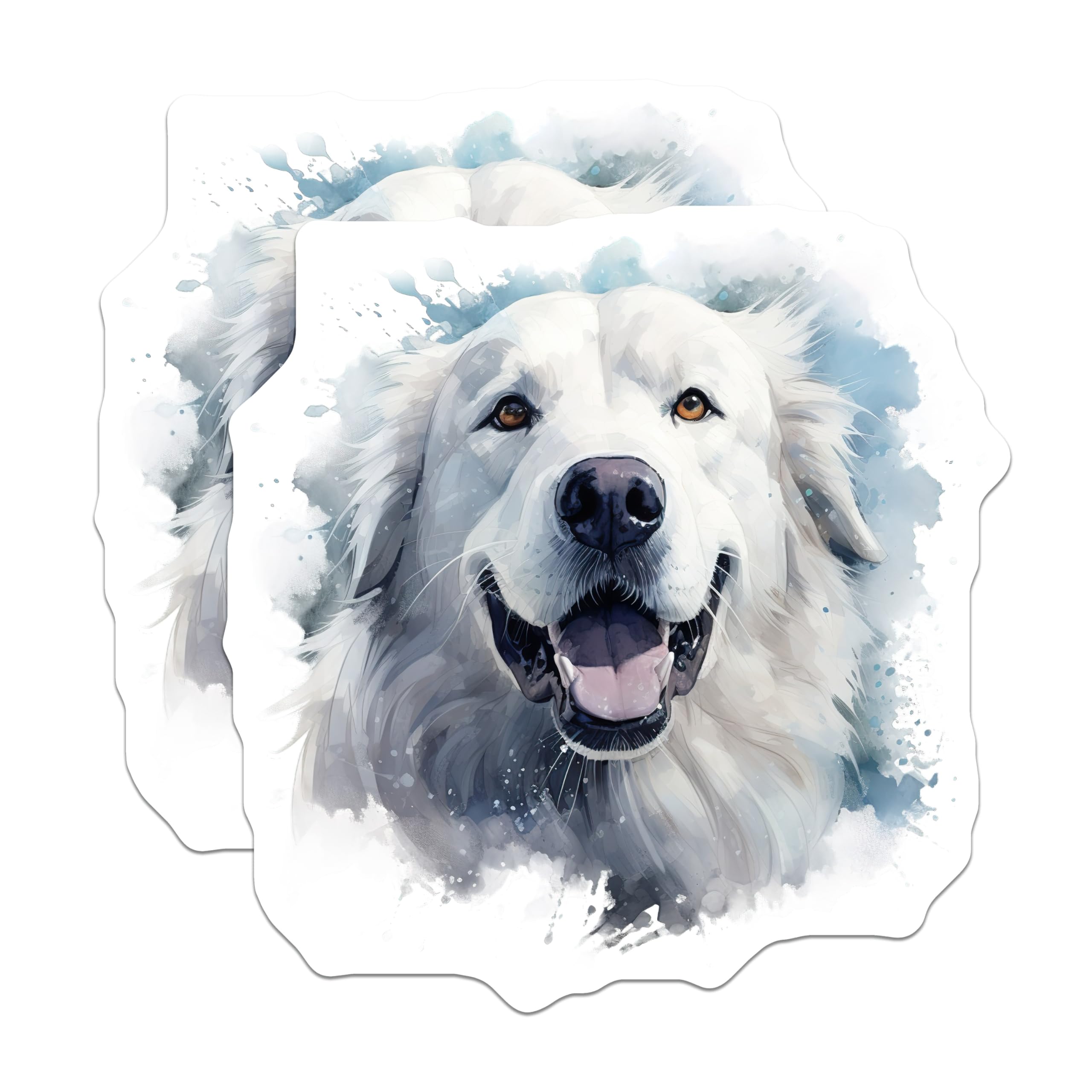(2 Pack) Watercolor White Dog Magnets - Smiling Pyrenees Art - Samoyed Lover Fridge Decor - Pet Home Present - 5 Inches On Longest Side - Thick Durable Magnet - Made in USA - MAG25591