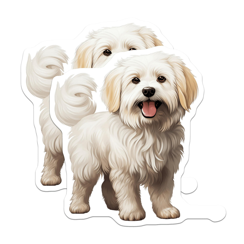 (2 Pack) White Fluffy Dog Magnets - Cute Puppy Artwork - Pet Owner Decor - 5 Inches On Longest Side - Thick Durable Magnet - Made in USA - MAG27156