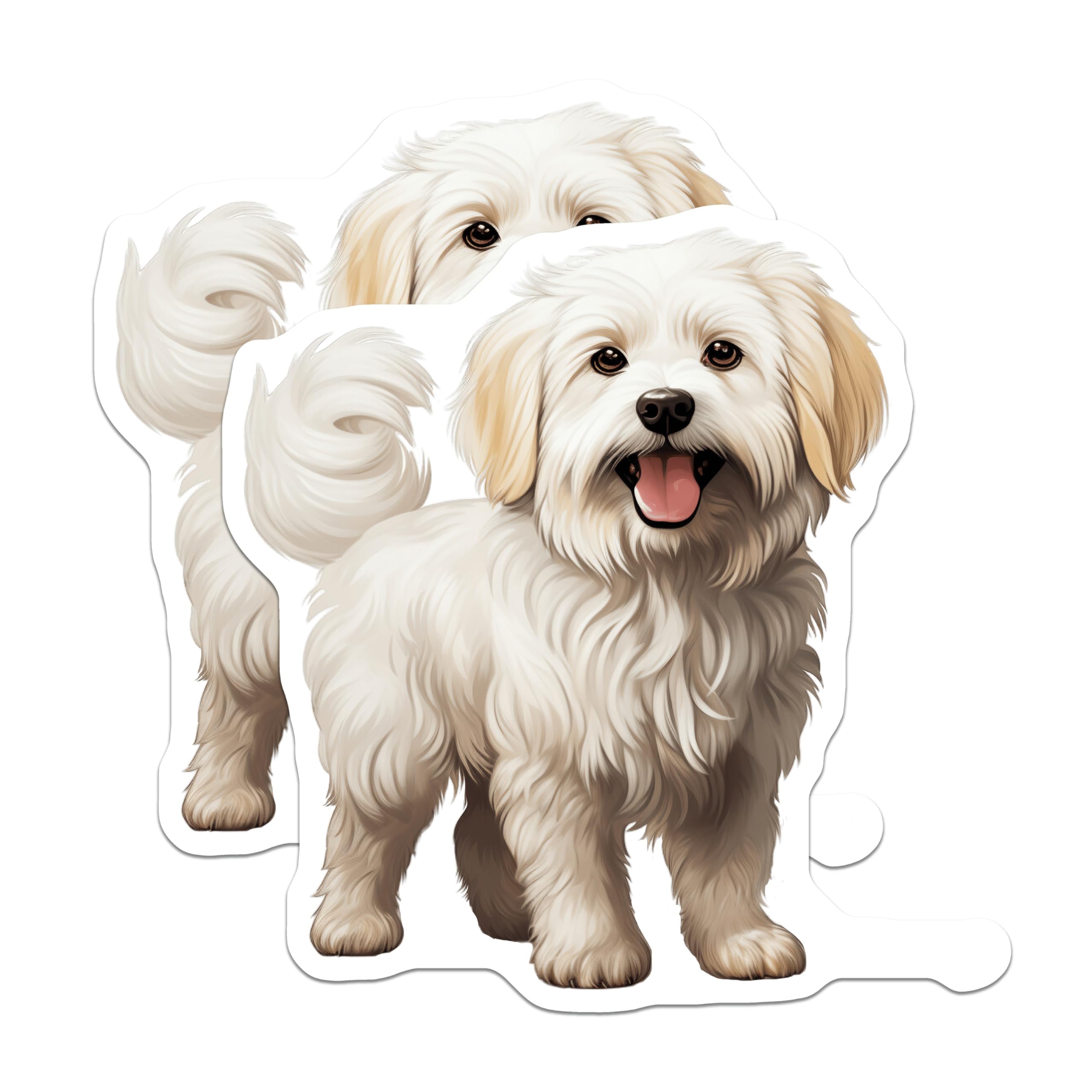 (2 Pack) White Fluffy Dog Magnets - Cute Puppy Artwork - Pet Owner Decor - 5 Inches On Longest Side - Thick Durable Magnet - Made in USA - MAG27156