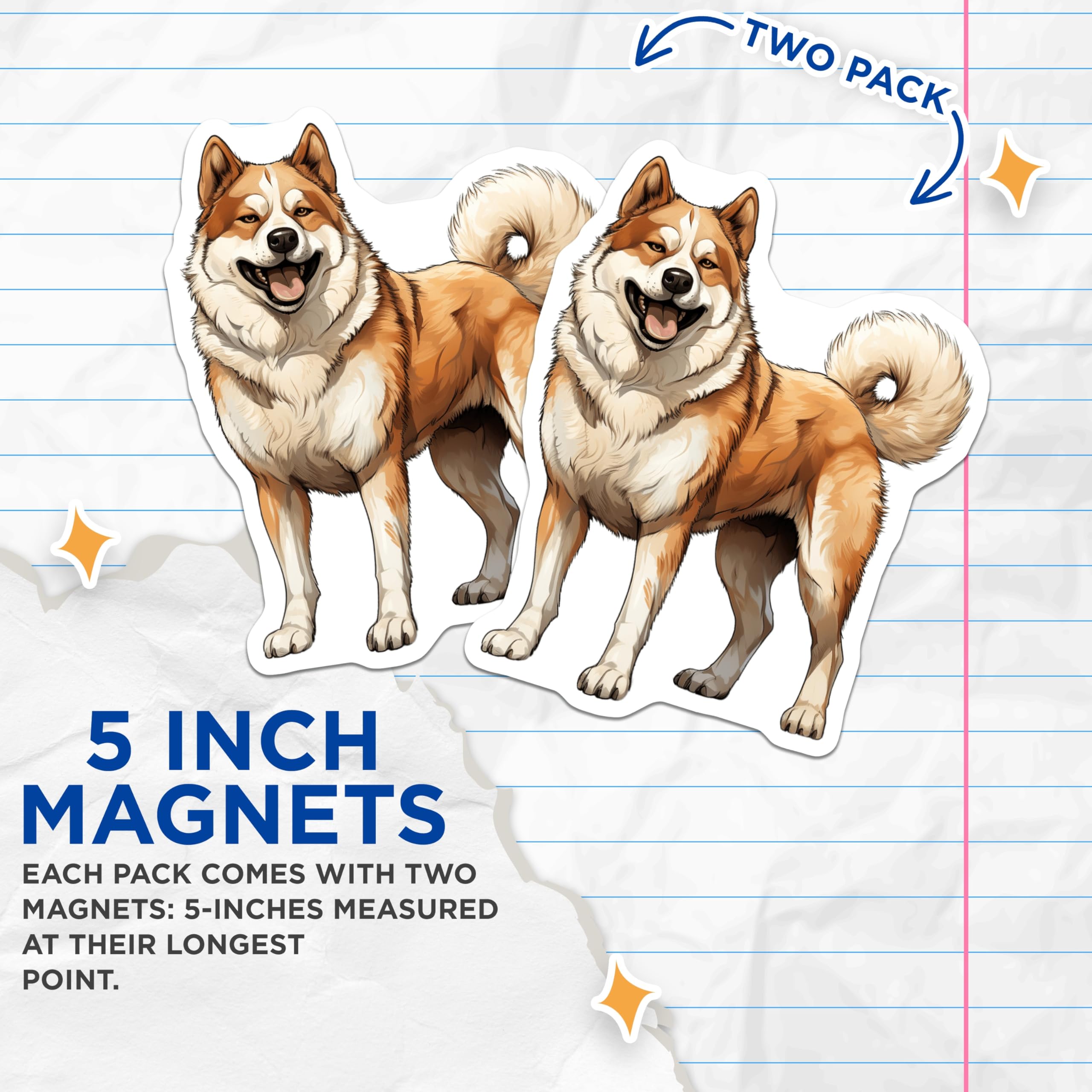 (2 Pack) Akita Dog Magnets - Happy Akita Breed Refrigerator Decal - Dog Lover Car Magnet Accessory for Pet Owners - 5 Inches On Longest Side - Thick Durable Magnet - Made in USA - MAG25911