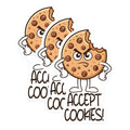 (3 Pack) Accept Cookies Decals - Funny Cookie Sticker - Cartoon Laptop Decals - 3 Inches On Longest Side - Easy Peel & Apply - Made in USA - 3MCS6188