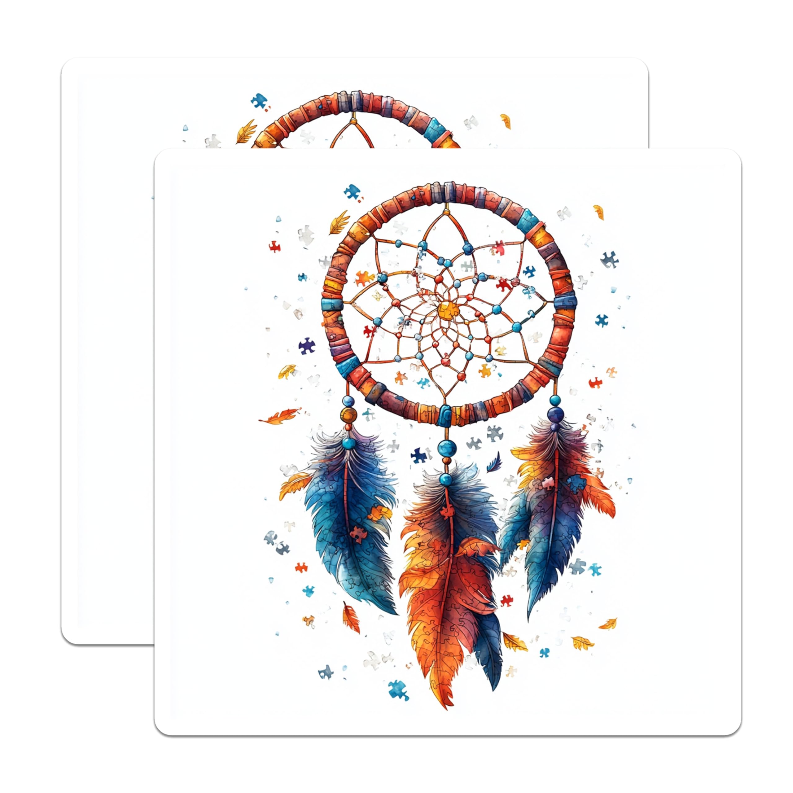 (2 Pack) Dreamcatcher Puzzle Magnets - Autism Awareness Decor - Boho Refrigerator Magnets - 5 Inches On Longest Side - Thick Durable Magnet - Made in USA - MAG27286