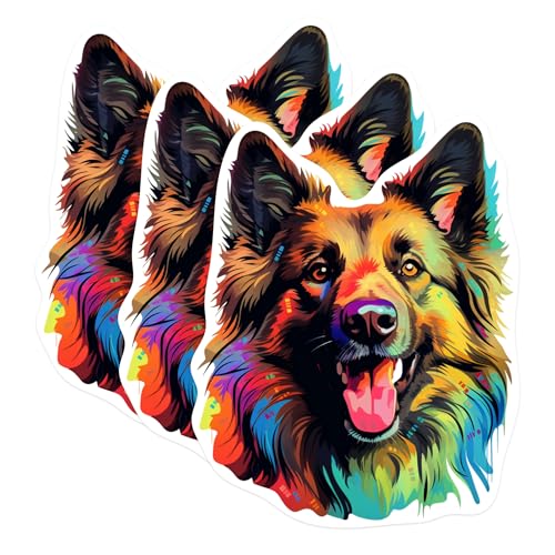 (3 Pack) German Shepherd Decals - Colorful Dog Stickers - Laptop Decal - 3 Inches On Longest Side - Easy Peel & Apply - Made in USA - 3MCS0648