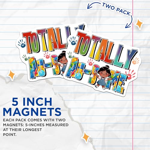 (2 Pack) Totally Awesome Magnets - Rainbow Inspire Magnets - Cute Handprint Art Magnets - 5" On Longest Side - for Cars, Refrigerators, Toolboxes, Lockers - Made in USA BMCS3210