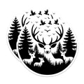 (2 Pack) Deer Family Magnets - Forest Scene - Woodland Animals Decor for Refrigerator - 5 Inches On Longest Side - Thick Durable Magnet - Made in USA - MAG38010