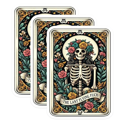 (3 Pack) Floral Skeleton Decals - Laptop Stickers - Unique Art Decals - 3 Inches On Longest Side - Easy Peel & Apply - Made in USA - 3MCS4212