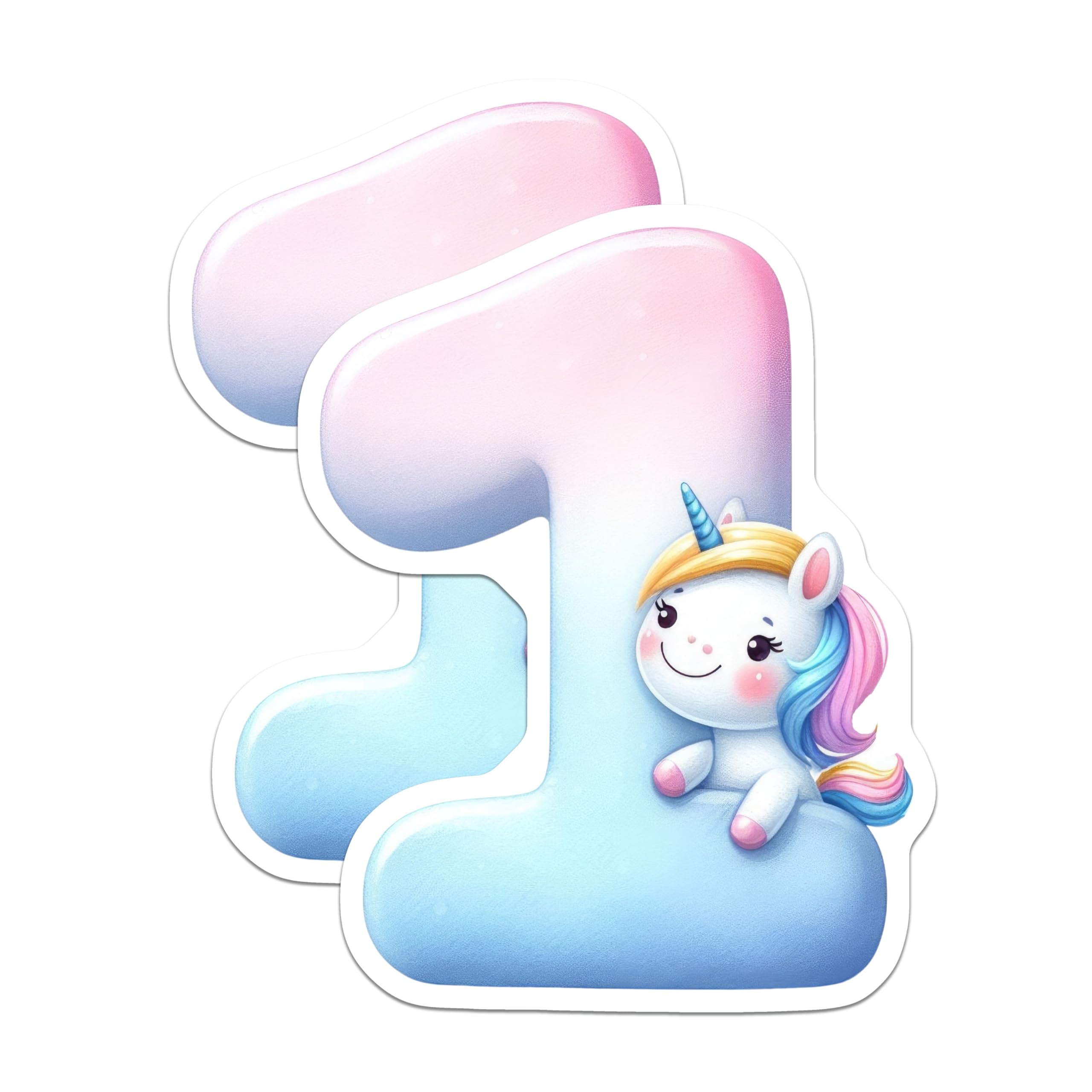 (2 Pack) Unicorn Number One Magnets - First Birthday - Rainbow Unicorn Party Decoration - 5" On Longest Side - Premium Magnet - for Cars, Refrigerators, Toolboxes, Lockers - Made in USA - MAG16202