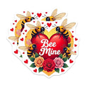 (2 Pack) Valentine's Day Cute Bee Mine Stickers - Floral Heart - Love Bees - 5" On Longest Side - Sticks to Smooth Flat Surfaces - Made in USA - BMCS9859