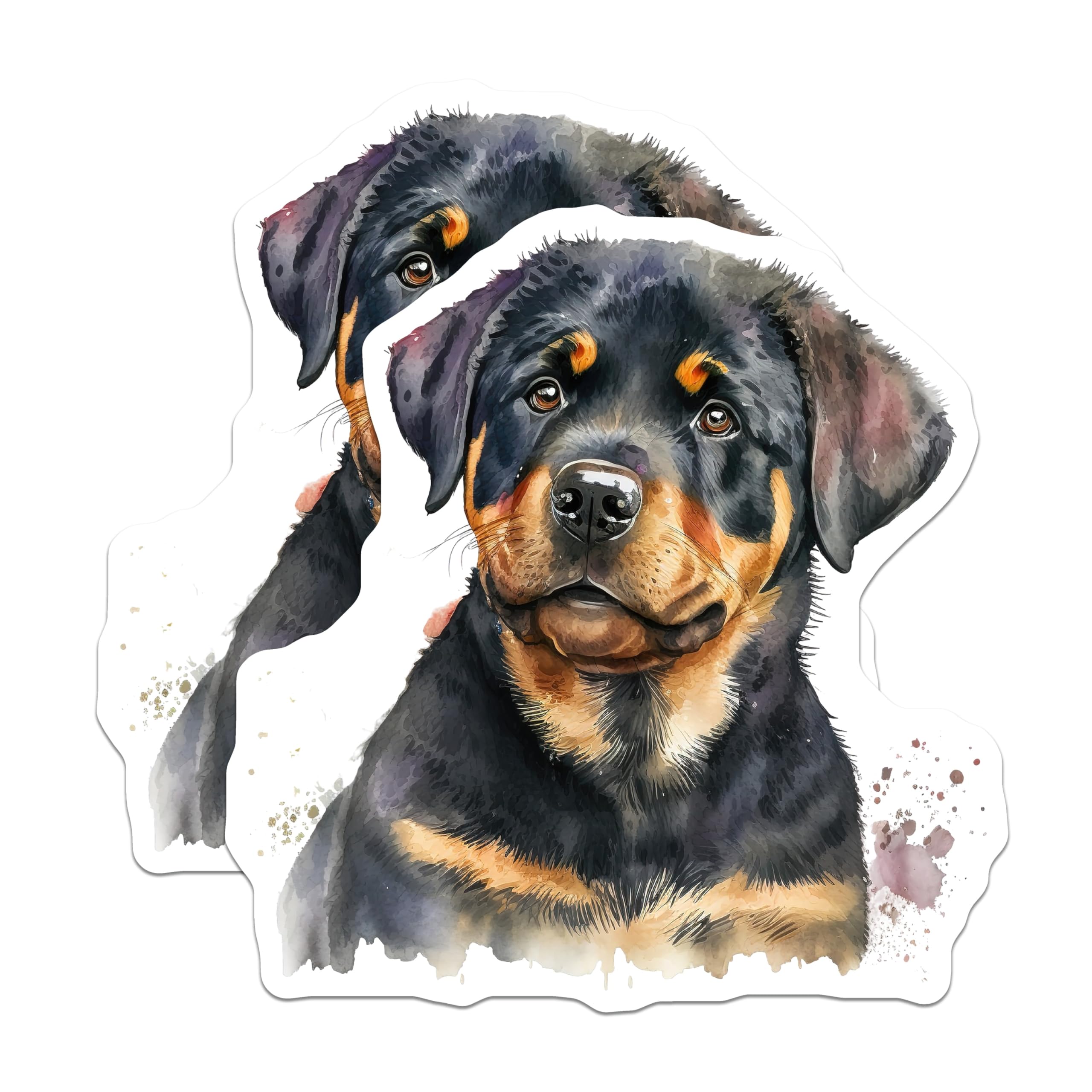 (2 Pack) Rottweiler Puppy Magnets - Cute Dog Breed Art - Fridge Home Decor - 5" On Longest Side - Premium Magnet - for Cars, Refrigerators, Toolboxes, Lockers - Made in USA - MAG14438