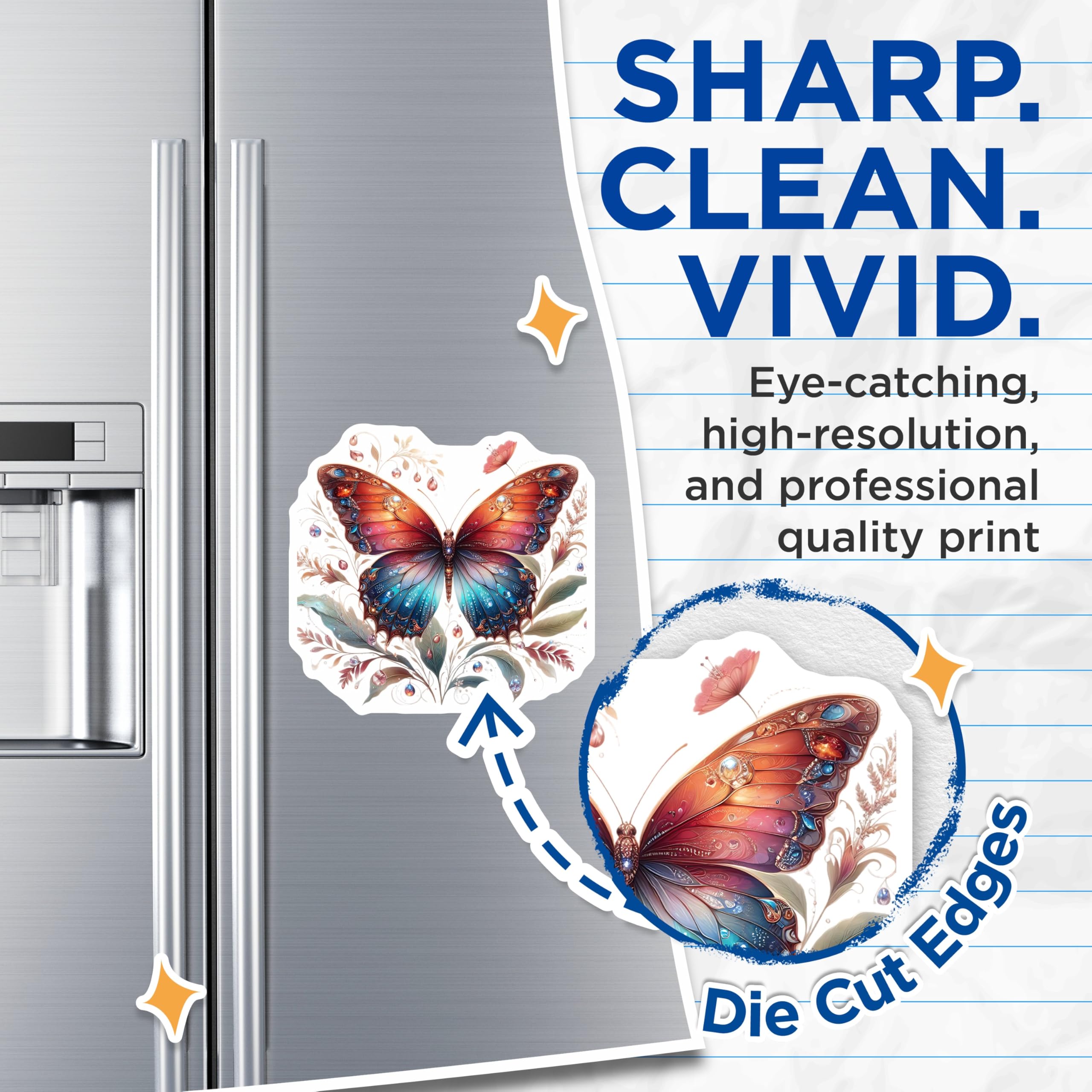 (2 Pack) Butterfly Magnets - Decorative Fridge Magnets - Butterfly Home Decor - 5" On Longest Side - Premium Magnet - for Cars, Refrigerators, Toolboxes, Lockers - Made in USA - MAG14805