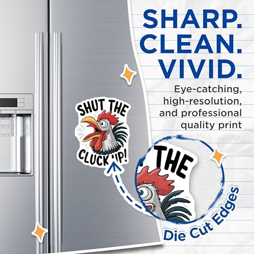 (2 Pack) Shut The Cluck Up Magnets - Funny Chicken Magnets - Comical Kitchen Magnets - 5" On Longest Side - for Cars, Fridges, Toolboxes - Made in USA - MAG4546
