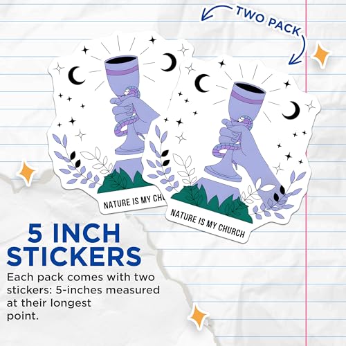 (2 Pack) Nature is My Church Stickers - Spiritual Stickers - Unique Chalice Design - Pagan Wiccan Stickers - 5" On Longest Side - Sticks to Smooth Flat Surfaces - Made in USA - BMCS7251