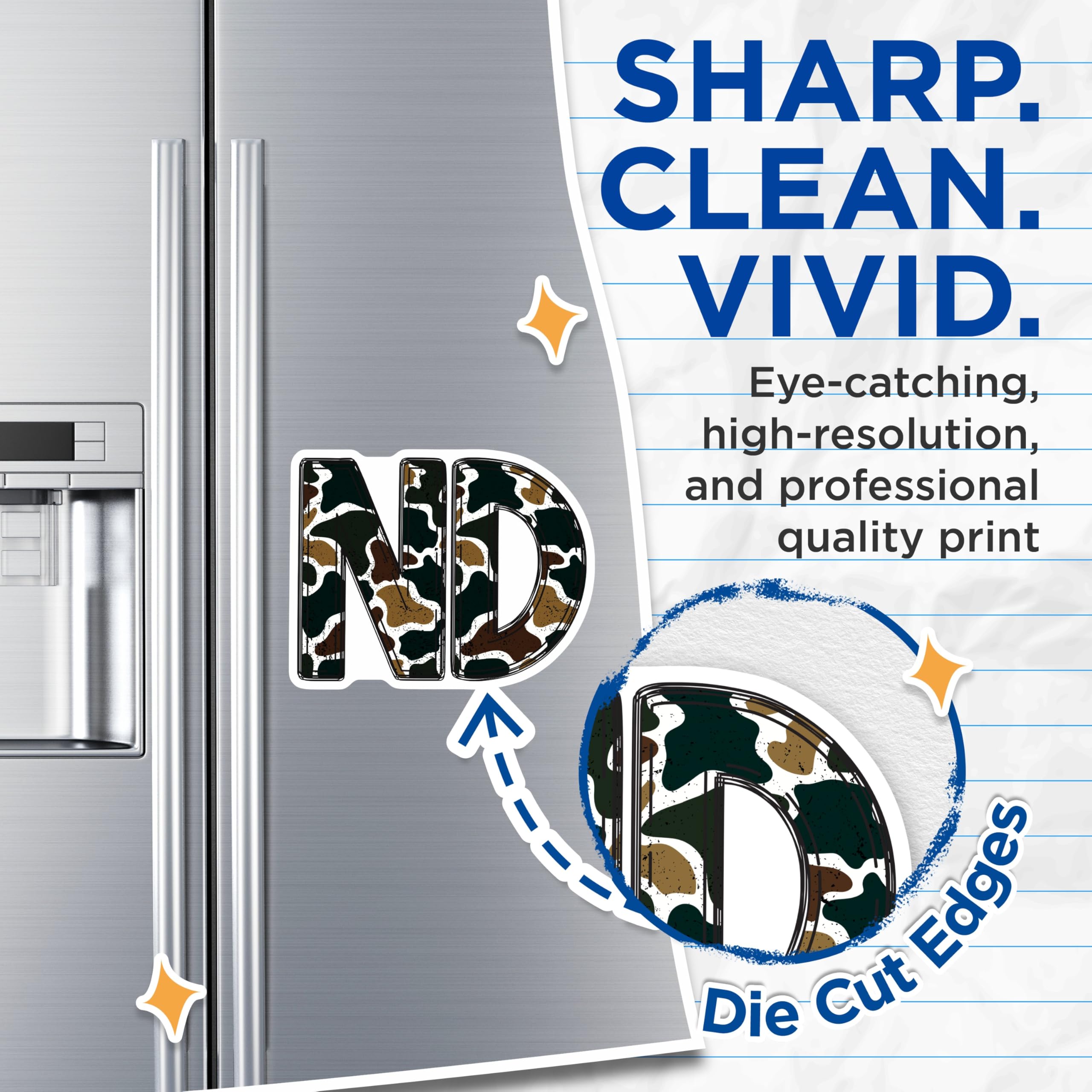 (2 Pack) North Dakota ND State Camouflage Magnets - Military Hunting Theme Fridge Decor - Rustic Army Style Initials - 5 Inches On Longest Side - Thick Durable Magnet - Made in USA - MAG22942