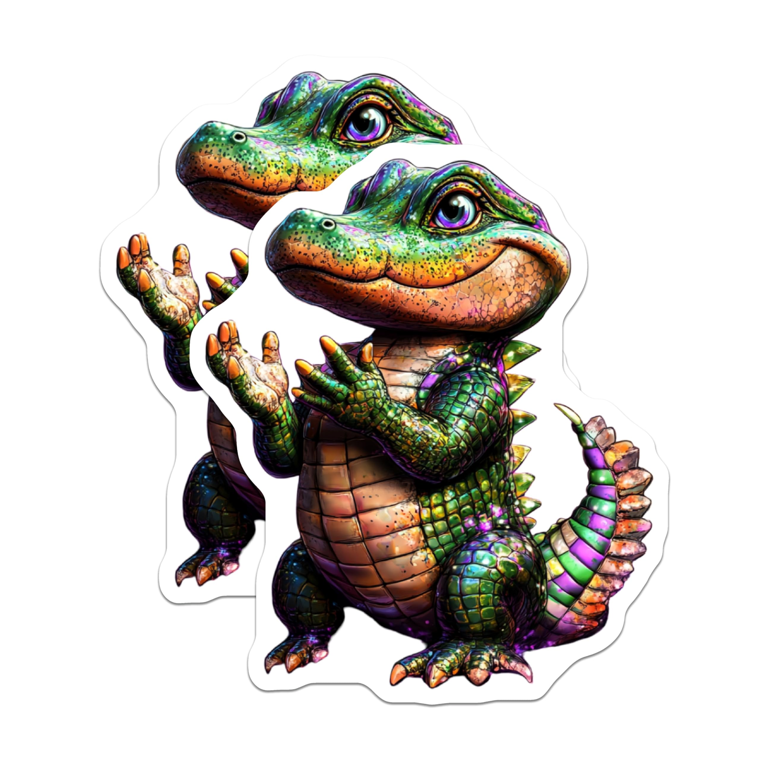 (2 Pack) Alligator Magnets - Cute Reptile Art - Fridge Decor - 5" On Longest Side - Premium Magnet - for Cars, Refrigerators, Toolboxes, Lockers - Made in USA - MAG16008