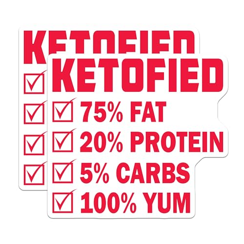 (2 Pack) Ketofied Stickers - Keto Lifestyle Stickers - Nutrition Fact Stickers - 5" On Longest Side - Sticks to Smooth Flat Surfaces - Made in USA - BMCS5127