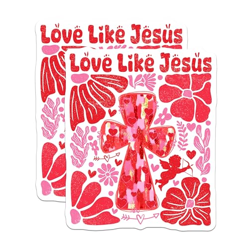 (2 Pack) Love Like Jesus Stickers - Christian Faith Stickers - Religious Inspirational Stickers - 5" On Longest Side - Sticks to Any Smooth Flat Surface - Made in USA - BMCS3366