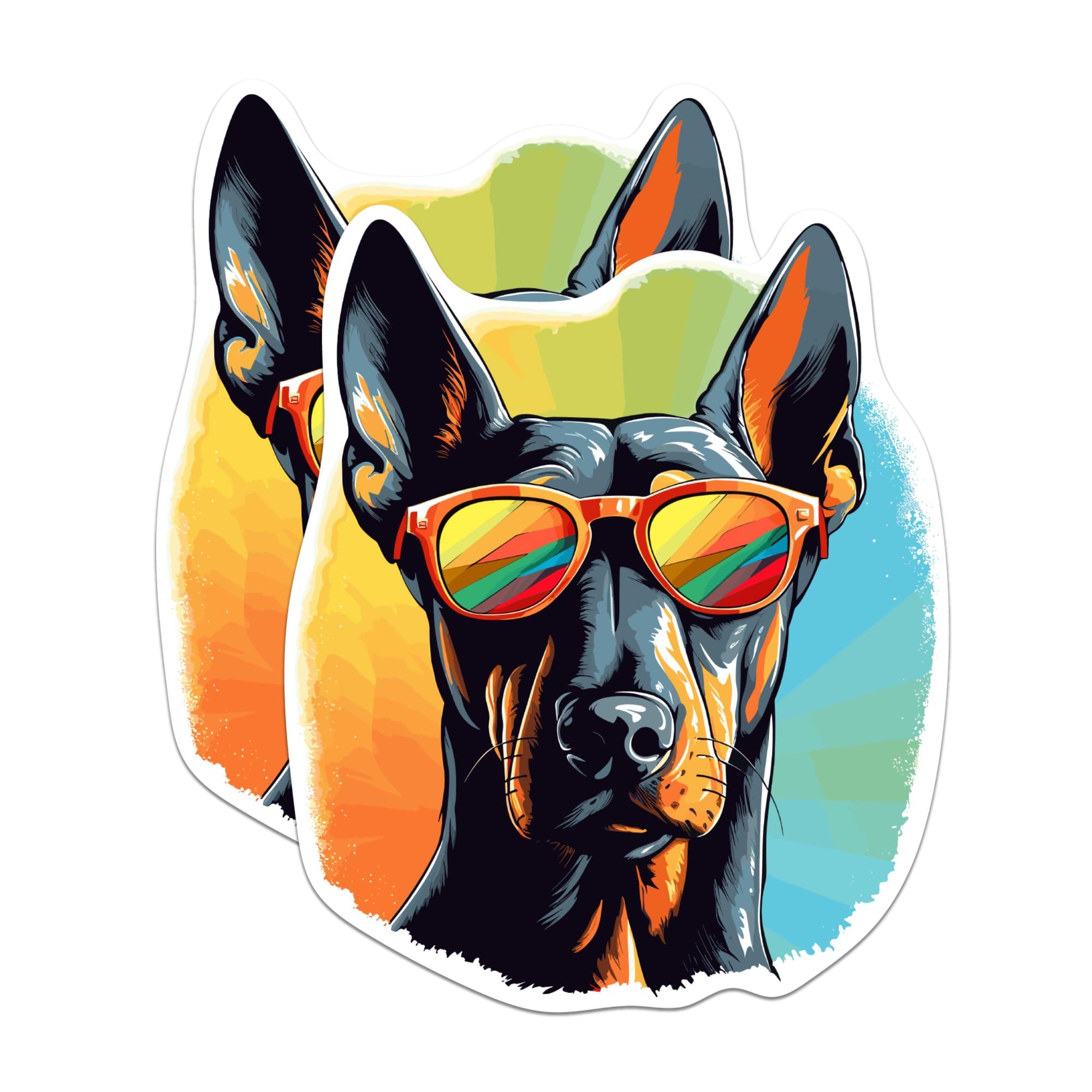 (2 Pack) Doberman Pinscher Dog Magnets - Doberman Pinscher with Sunglasses - Choose FromOver 100 Dog Breeds - 5" On Longest Side - Premium Magnet - Made in USA - MAG0346