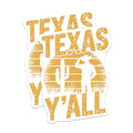 (2 Pack) Texas Y'all Stickers - Cowboy Sticker - Western Decal - 5" On Longest Side - Sticks to Smooth Flat Surfaces - Made in USA - BMCS6740