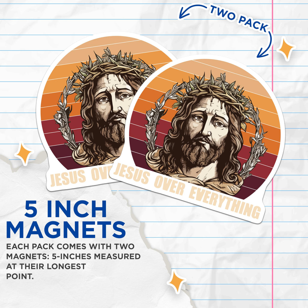 (2 Pack) Jesus Magnets - Christian Faith Decor - Inspirational Crown of Thorns Fridge Magnets - 5 Inches On Longest Side - Thick Durable Magnet - Made in USA - MAG26299